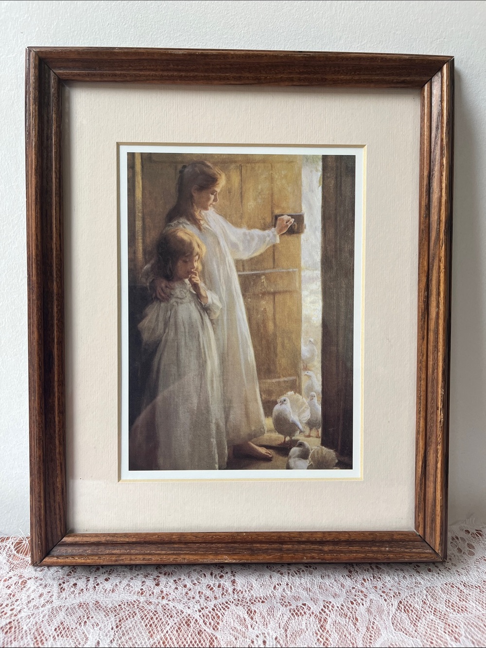 Vintage Framed Art Print "The Sisters" Percy Harland Fisher Victorian Farmhouse